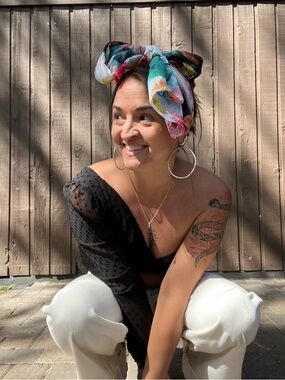 Abstract Floral Sheer Scarf – Painterly Multi-Color Wrap